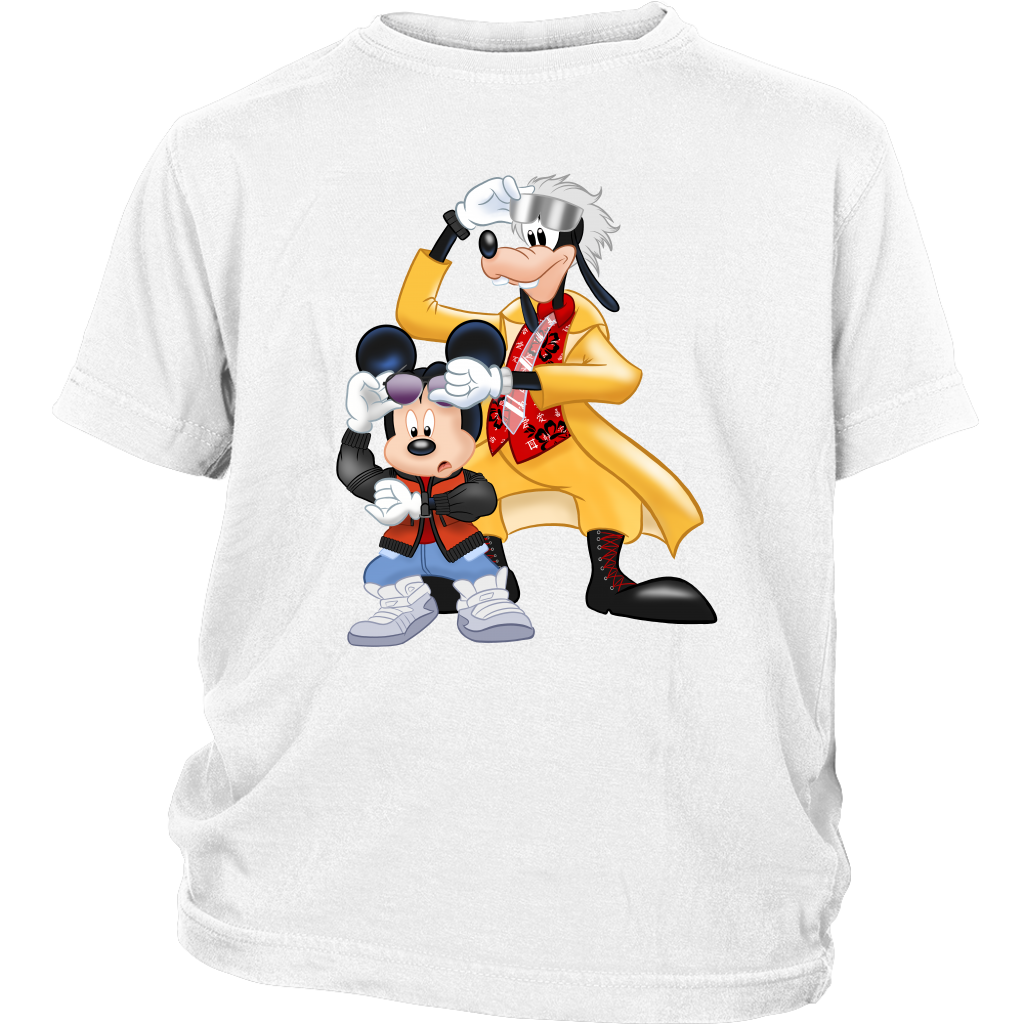 MICKFLY_2_-_Mickey_Mouse_as_Marty_McFly_and_Goofy_as_Doc_Brown_Youth_T-Shirt_Mockups_File.png