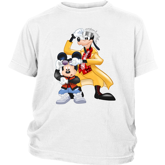 MICKFLY 2 - Mickey Mouse as Marty McFly and Goofy as Doc Brown Youth T-Shirt
