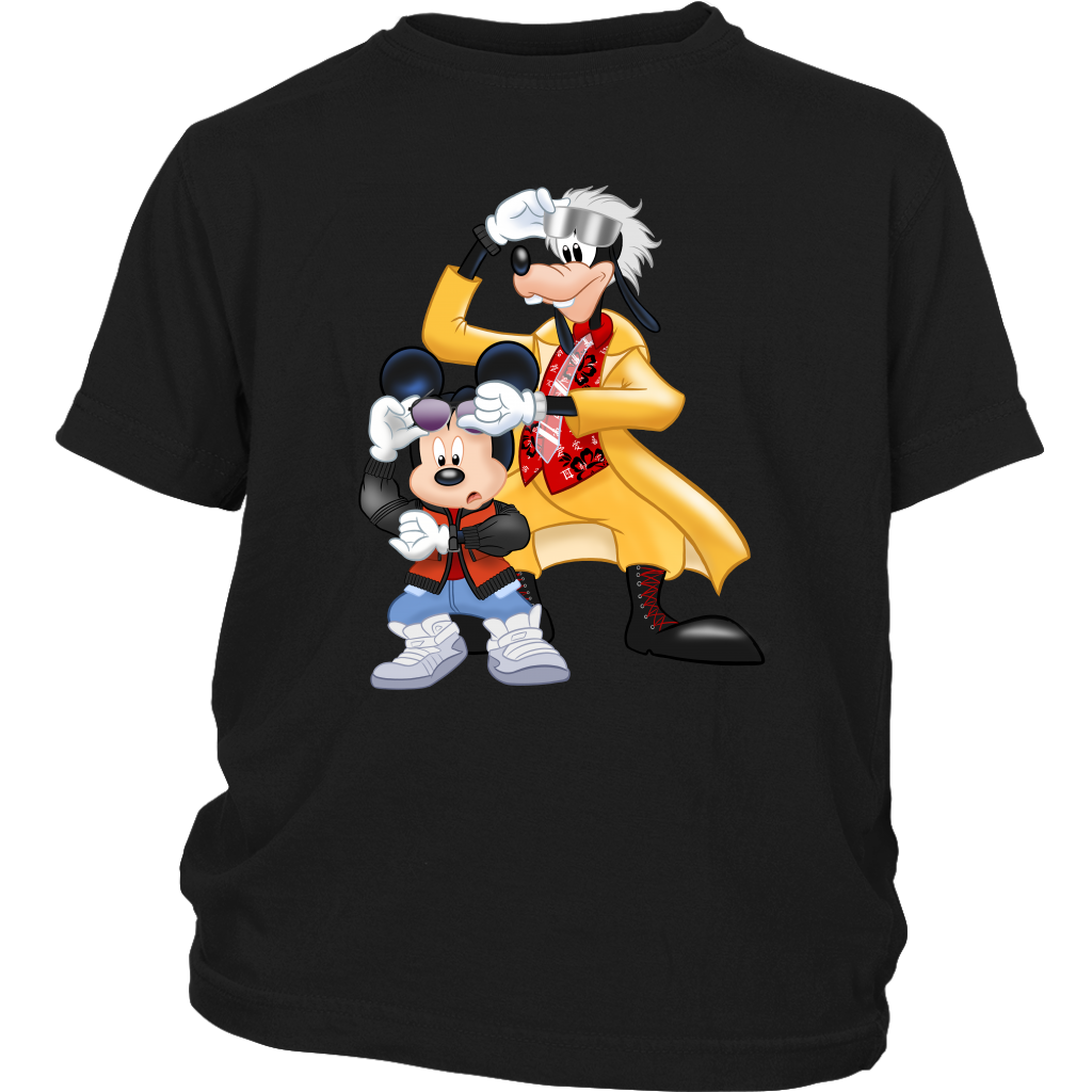 MICKFLY 2 - Mickey Mouse as Marty McFly and Goofy as Doc Brown Youth T-Shirt