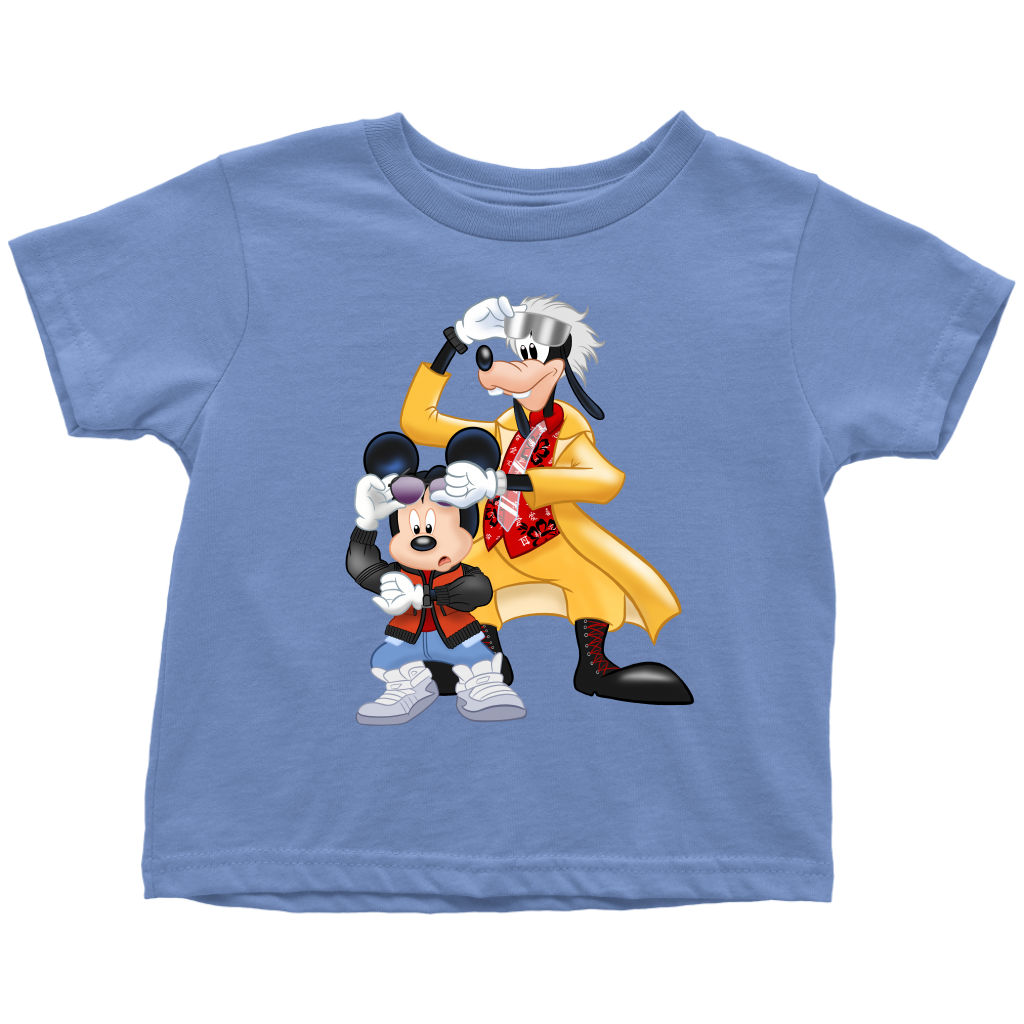 MICKFLY 2 - Mickey Mouse as Marty McFly and Goofy as Doc Brown Toddler T-Shirt
